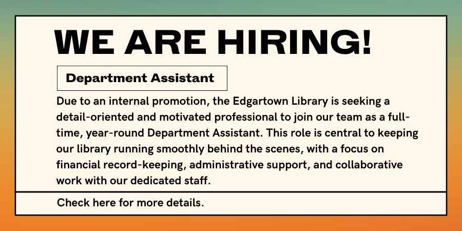 We are hiring: Department Assistant. Click click here for details.