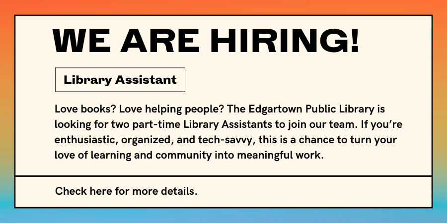 We are hiring: Library Assistant. Click click here for details.
