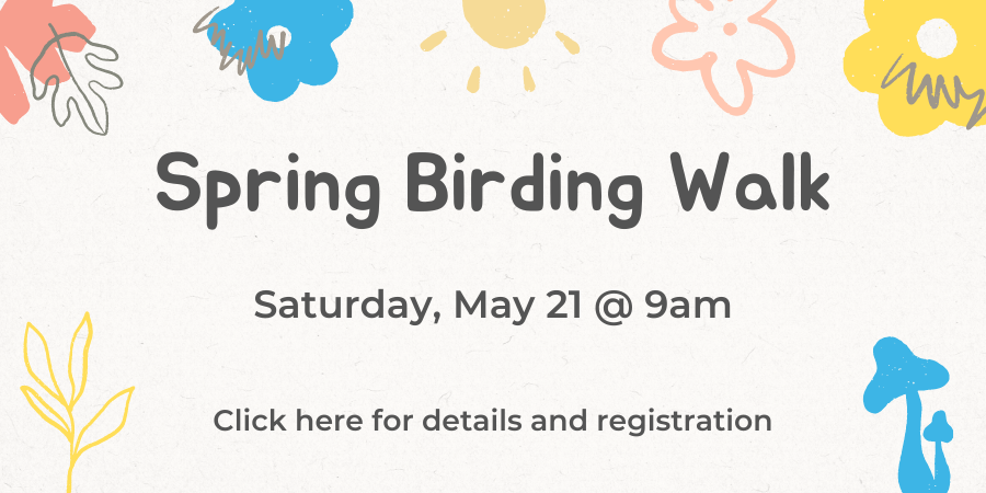 [IN PERSON] Spring Birding Walk SATURDAY, MAY 21 @ 9am. Click here for details and registration.
